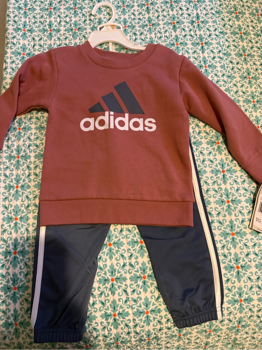 adidas Maroon Sweatshirt and Navy Joggers Set